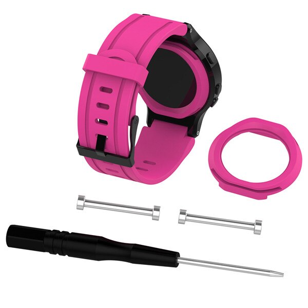 Siliconen Vervanging Polshorloge Band + Case Cover Voor Garmin Forerunner 225 horlogeband met tool Outdoor Sport bandjes Armband: Rose red