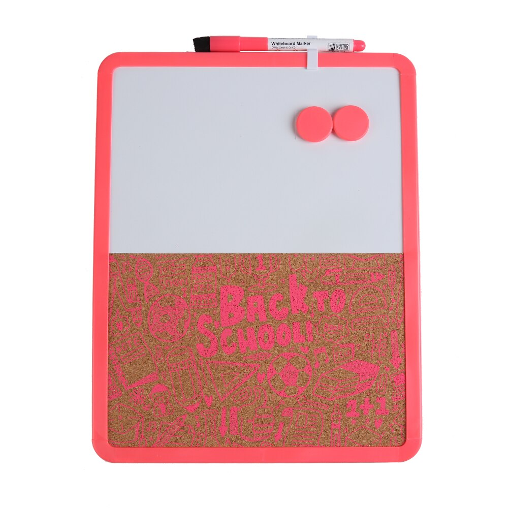 Multifunctionele Schrijfbord Droge Wissen Chidren Graffiti Board Combo Wit Board & Kurk Boord Met Whiteboard Pen push Pin: Pink