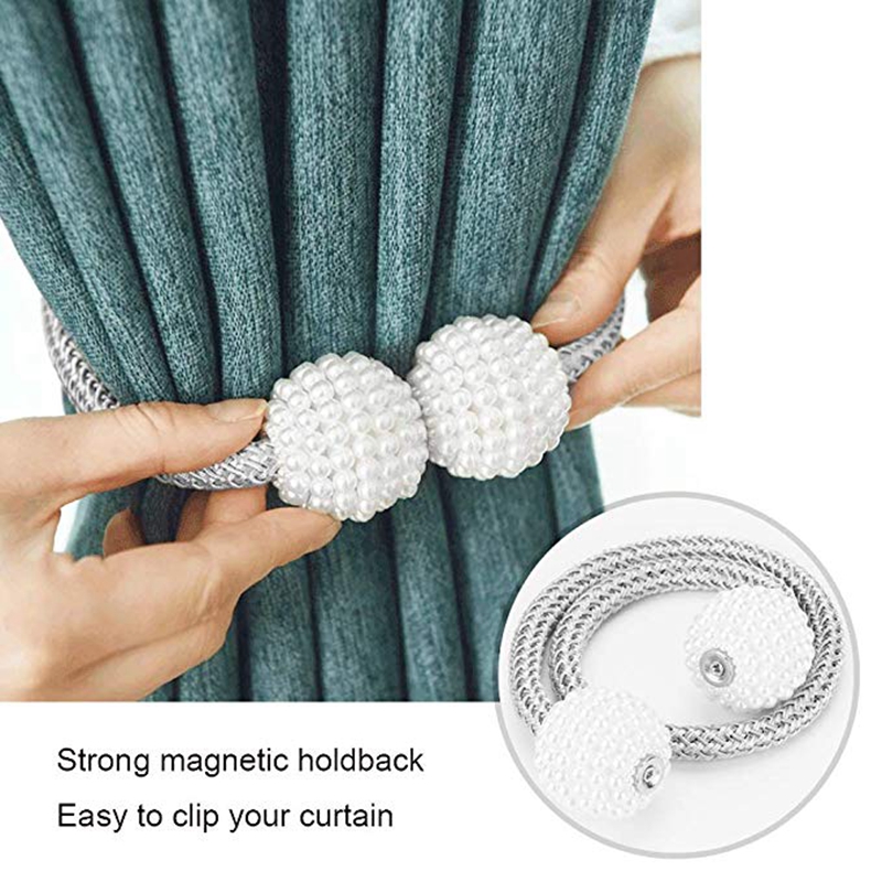 Pinces à rideaux magnétiques 2 pièces, pinces à rideaux, support de rideau, pompon, Clips magnétiques pour embrasses, attaches arrière, accessoires de décoration pour la maison