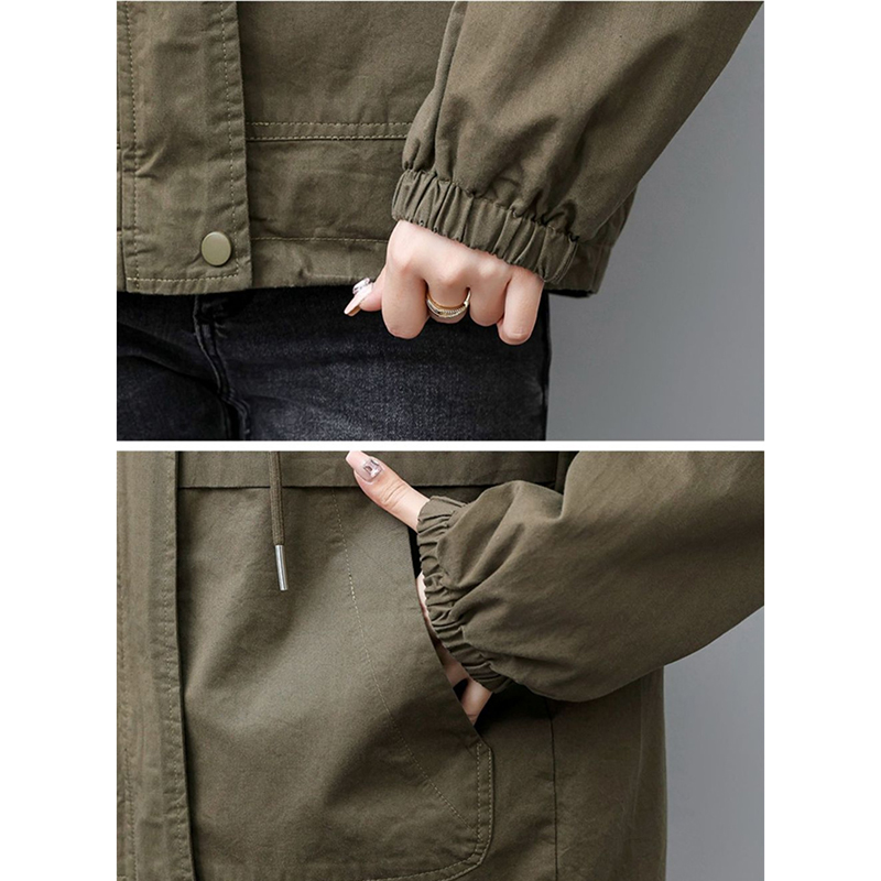 Trenchcoat kvinder enkelt efterår koreansk streetwear langærmet kort hættetrøje vild vindjakke kvindelige outwear frakker