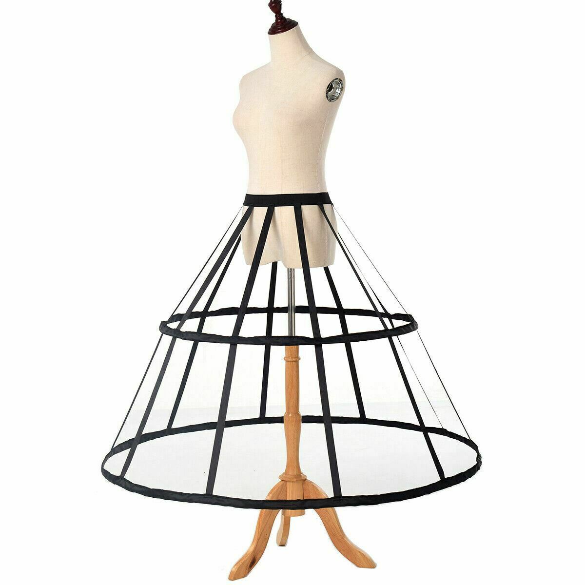 Women 2 Hoops Crinoline Cage Historica Gown Dress Bustle Pannier Petticoat