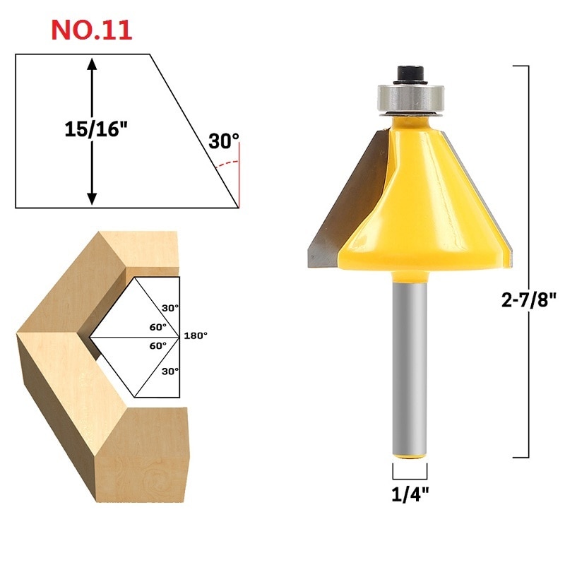 NO.1-10 Frees voor Hout 1/4 ''Schacht Tong Groove Frezen Boren Frezen Carving Set Floor Houtbewerking: NO.11