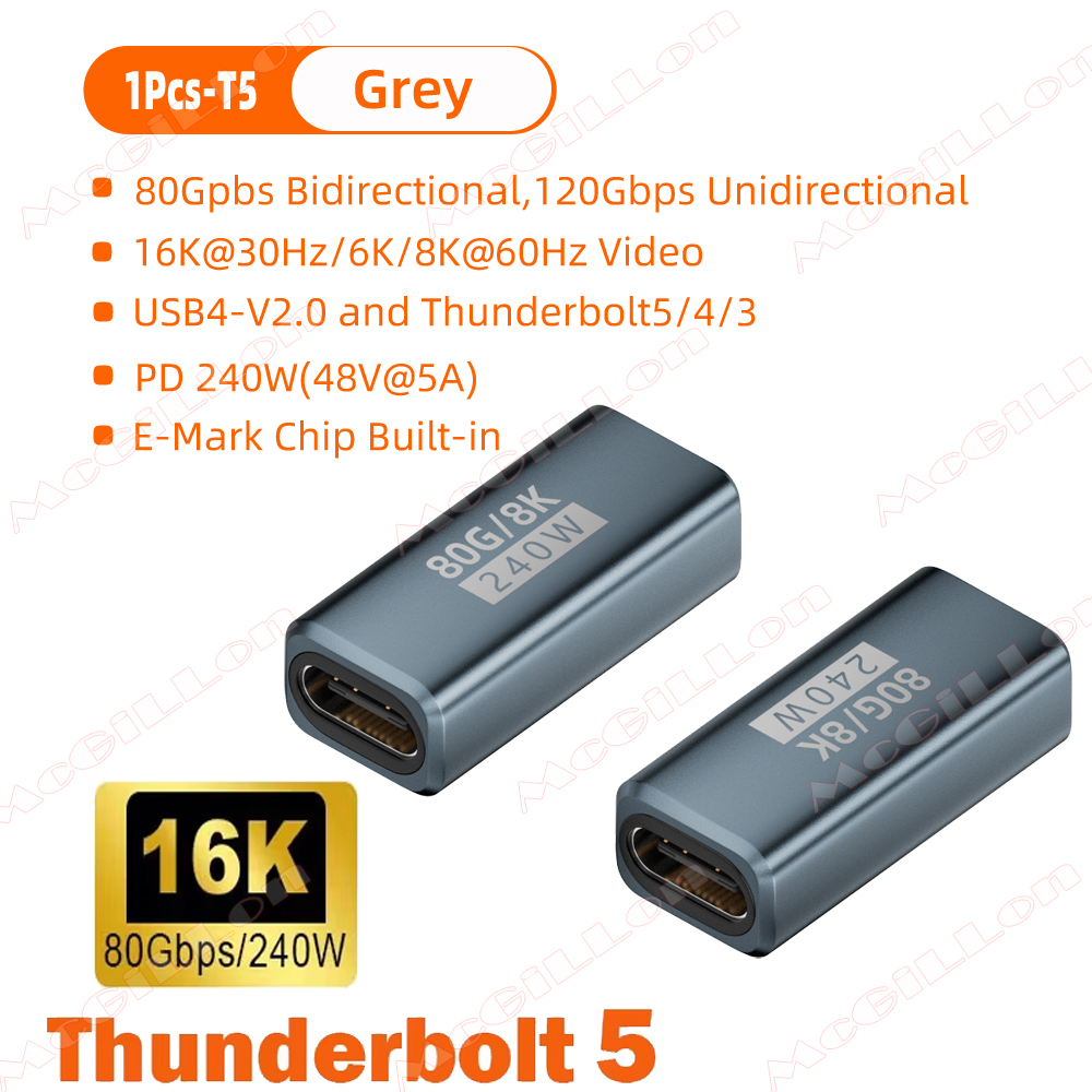 Thunderbolt 5 PD240W USB4 V2.0 Type-C naar Type C snellaadadapterconverter 80 Gbps dataconnector 8K bij 60 Hz USB C OTG-adapter: Rose goud