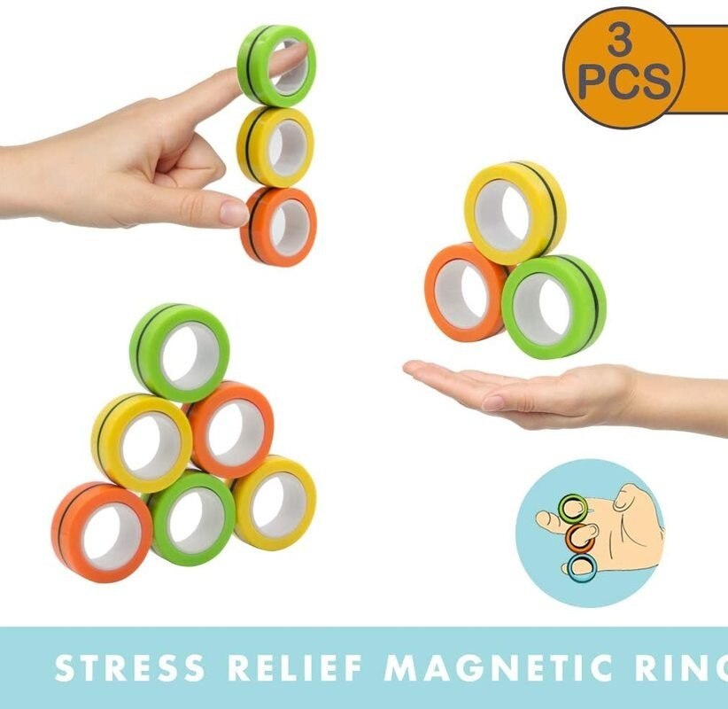 Funny Relief Magnetic Rings Fidget Toys for Anxiety Anti-Stress Roller Fingertip Toys Adult Children Finger Spinner Magic Rings