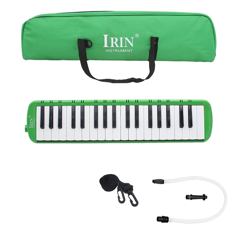 Irin 37 melodica tangenter melodiskt musikinstrument med bärväska för studenter nybörjare barn grön