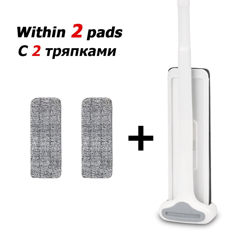 Magic Flat Mop Free Hand Washing Lazy Mop Squeeze Mop Automatic Spin 360 Rotating Wooden Floor Mop Household Cleaning Tool: 36cm with 2 pads