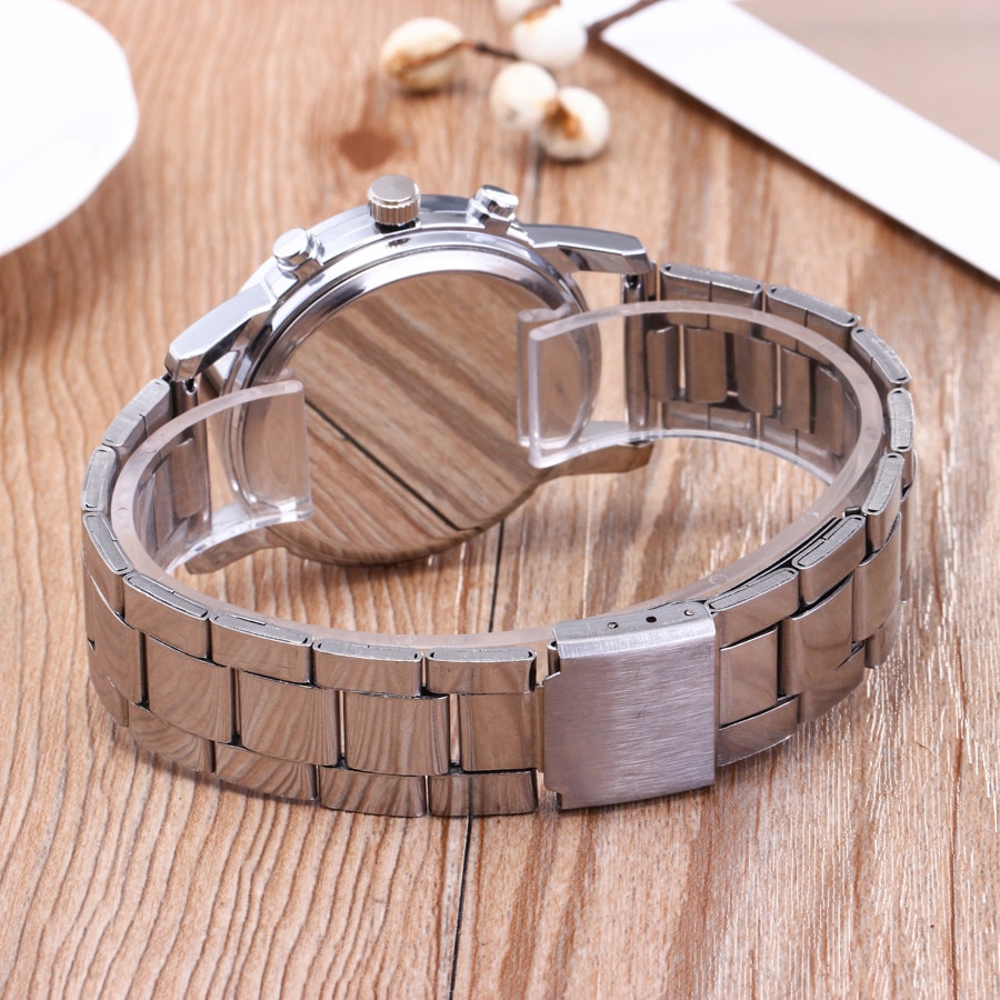 Mannen Business Roestvrij Staal Legering Drie Ogen Haak Horloge Мужские Часы