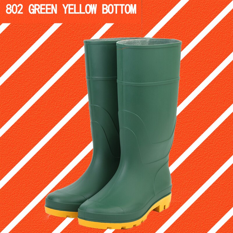 pvc rain boots for farming Green color yellow sole of shoe Industrial Safety Boots top low price waterpoof gum boots: 39