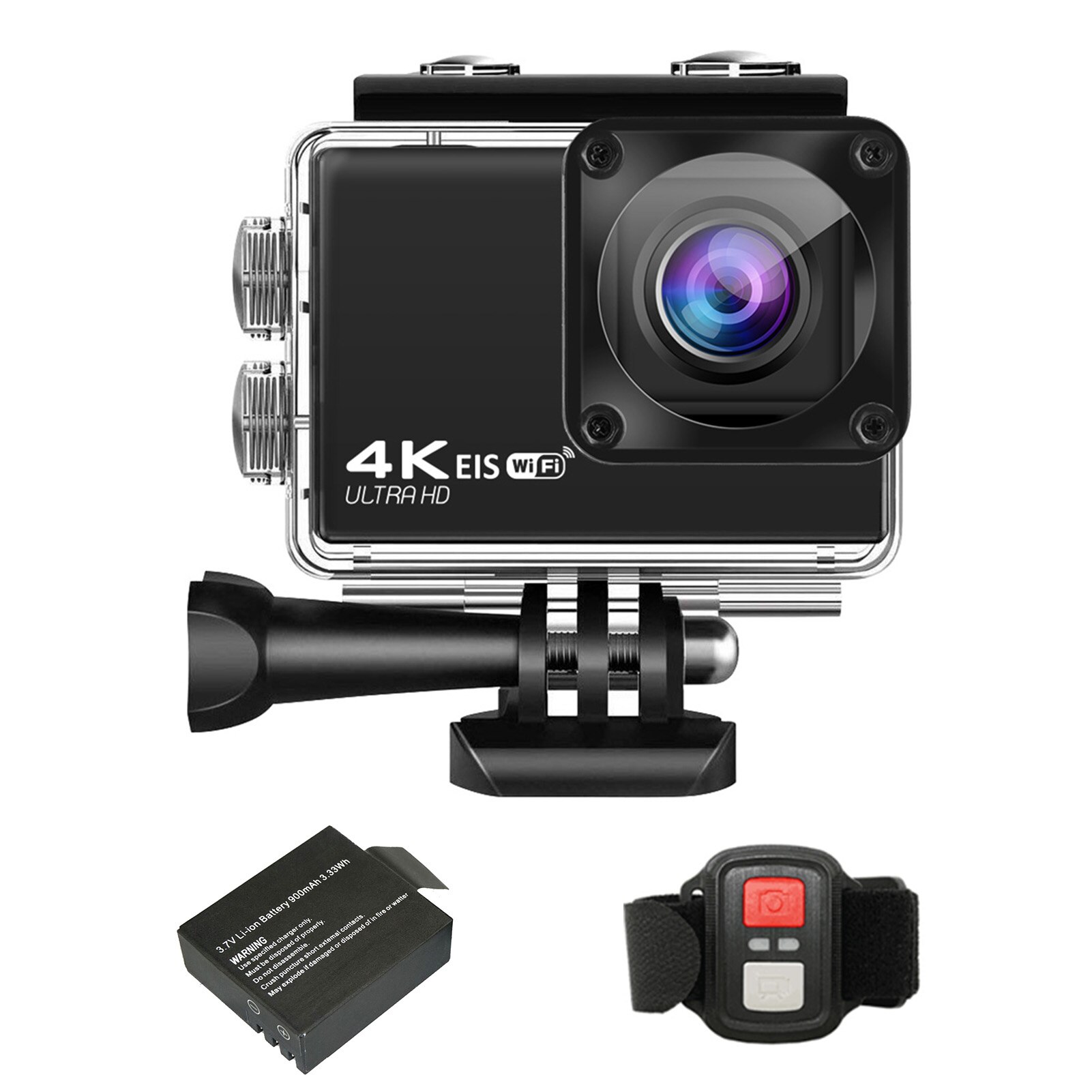 4K/30FPS 24MP Ultra HD Sports Action Camera 2.4G Wireless Remote Control WiFi DV Camcorder Waterproof Case Built-in Battery
