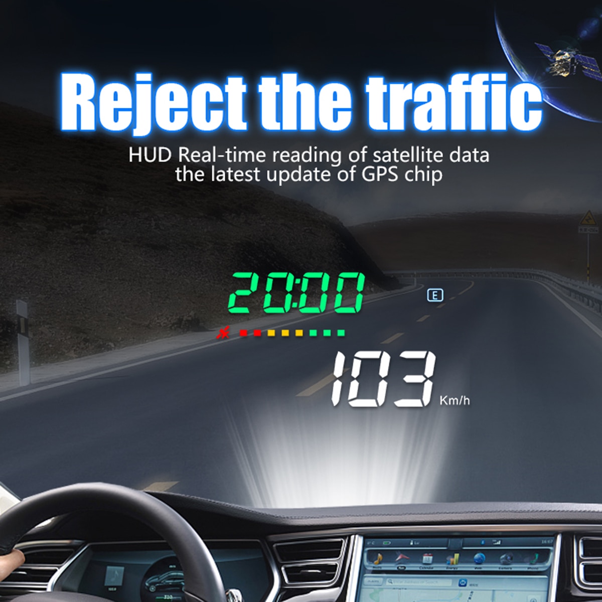 GPS HUD Display Car Head Up Display Satellites Speed Compass GPS Speedometer Car Windshield Project for all Vehicles