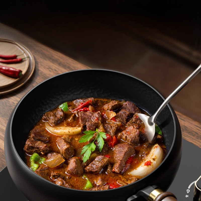 Uncoated Big Belly Pot Hand-Made Iron Pot Household Cooking Pot Non-Stick Pot Kitchen Gas Stove Induction Cooker Universal