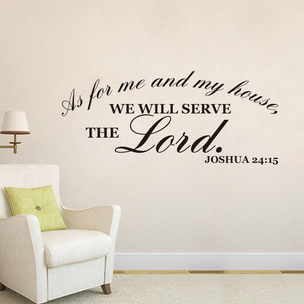 1PC Peel and Stick Removable DIY Non-toxic Bible Verse Vinyl As For Me and My House We will Serve the Lord Wallpaper