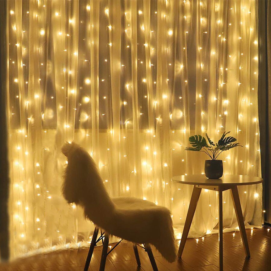 Thrisdar 3 x 2m 3 x 3m udendørs gardin istapsstreng guirlande lys bryllupsfest jul led string vindue istapsstreng lys: Varm hvid / 4 x 0.4-0.6m 96 lysdioder