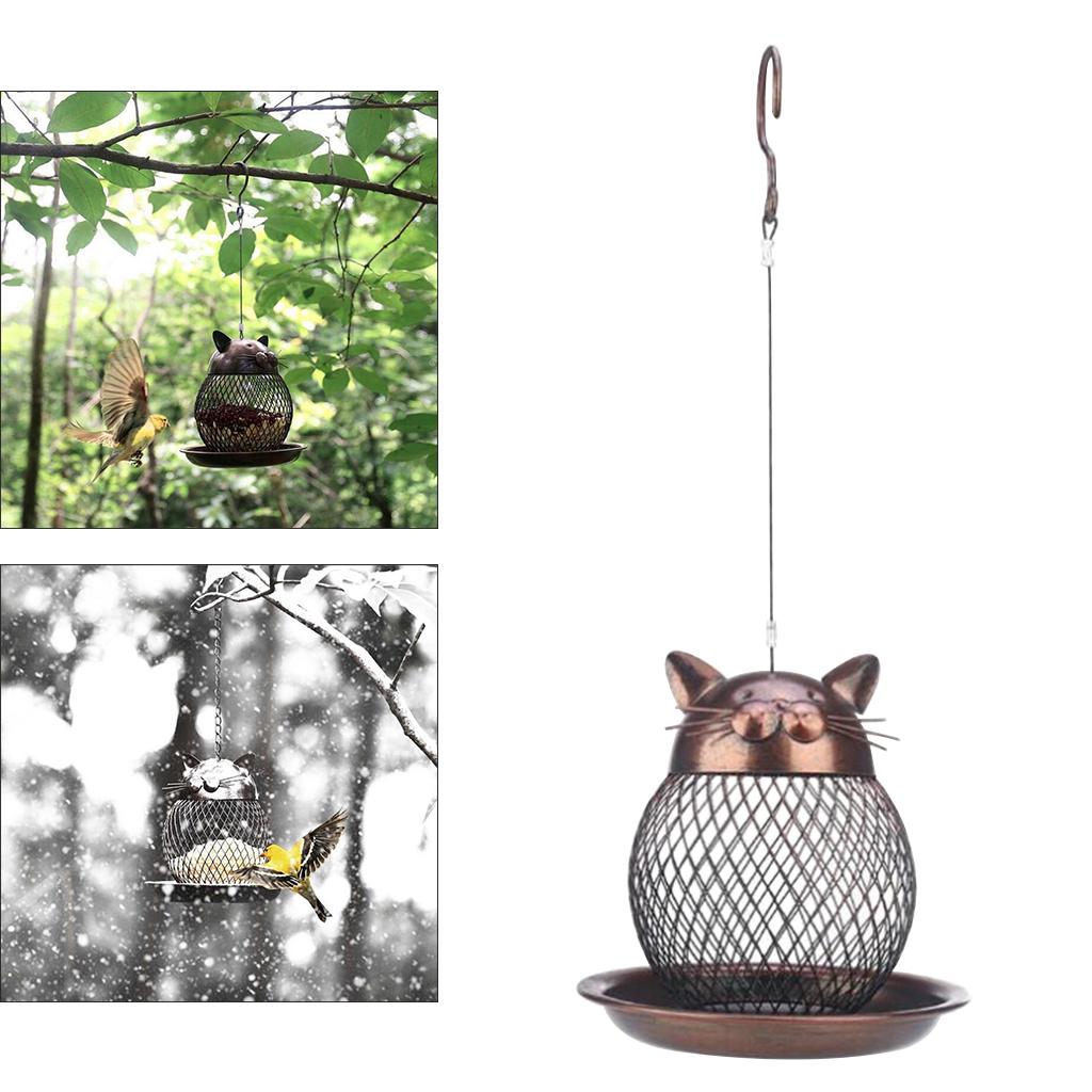 Hanging Bird Feeder Outdoor Metal Mesh Feeding Station Nuts Backyard Bird