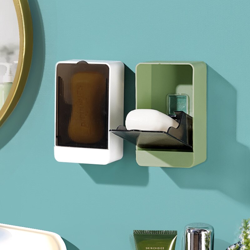 Boîte à savon murale créative avec couvercle, égouttoir à Double grille, porte-savon de salle de bain, accessoires de salle de bain à domicile