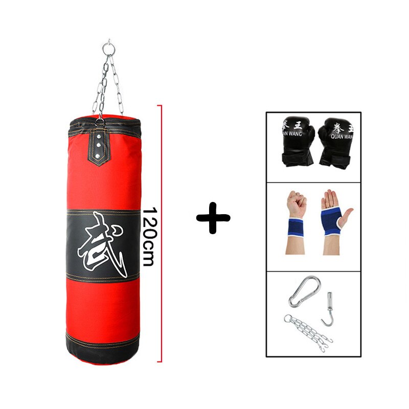 Träning fitness mma boxning boxningssäck set hängande boxning ihålig sandsäck tung muskulation boxningshandskar + handled: 120-3