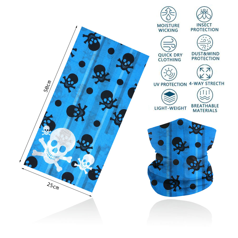 Ademend Schedel Halsbeenkap Voor Fietsen Wandelen Vissen Uv-bescherming Quickdry Zwart Bandana Mannen Vrouwen Art Printing Sjaal: Zilver