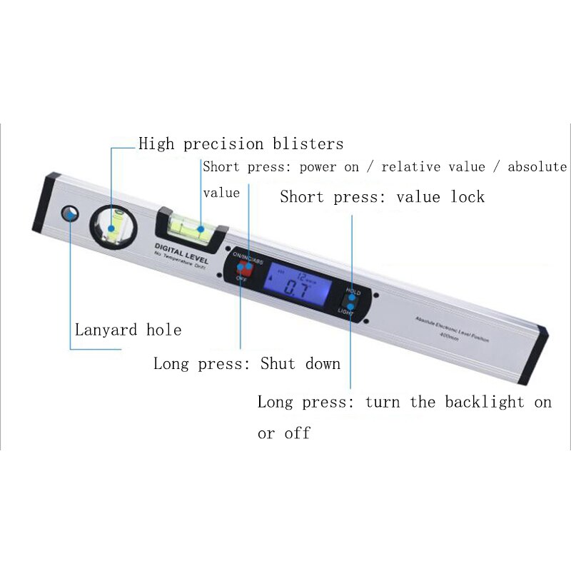 Electronic digital level gauge with / without magnetic aluminum alloy high precision digital slope meter protractor angle meter