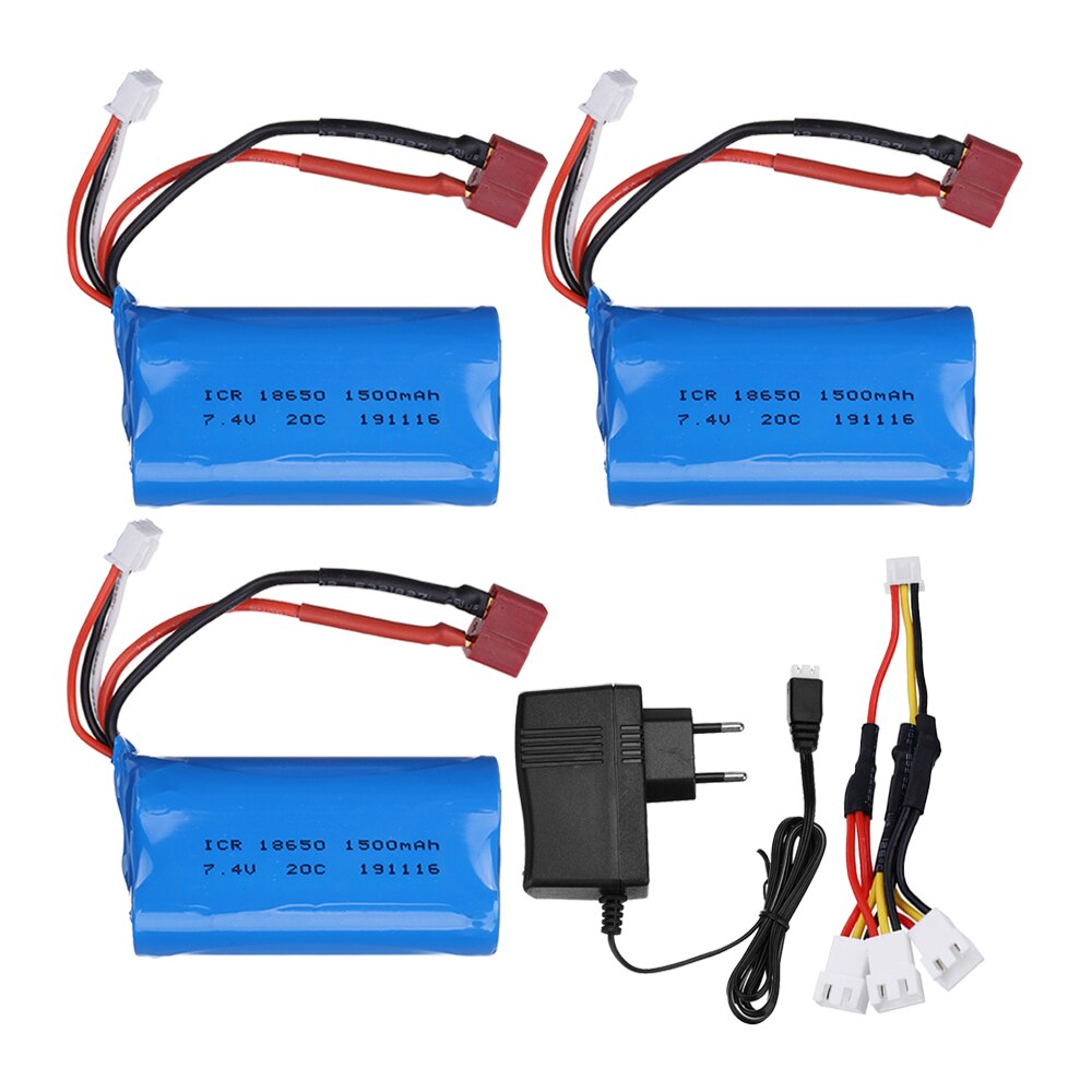 Batteria 7.4v 2S per 1001 1002 HB ZP1001 HB ZP1002 accessori auto telecomando 7.4v 1500mah batteria li-po 20C 18650 T spina: 3pcs EU 3in1