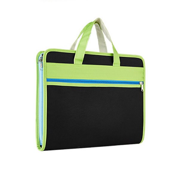 Bolsa de órgano creativa carpeta multicapa tela Oxford A4 Portable con cremallera información maletín bolsa de papel: Black