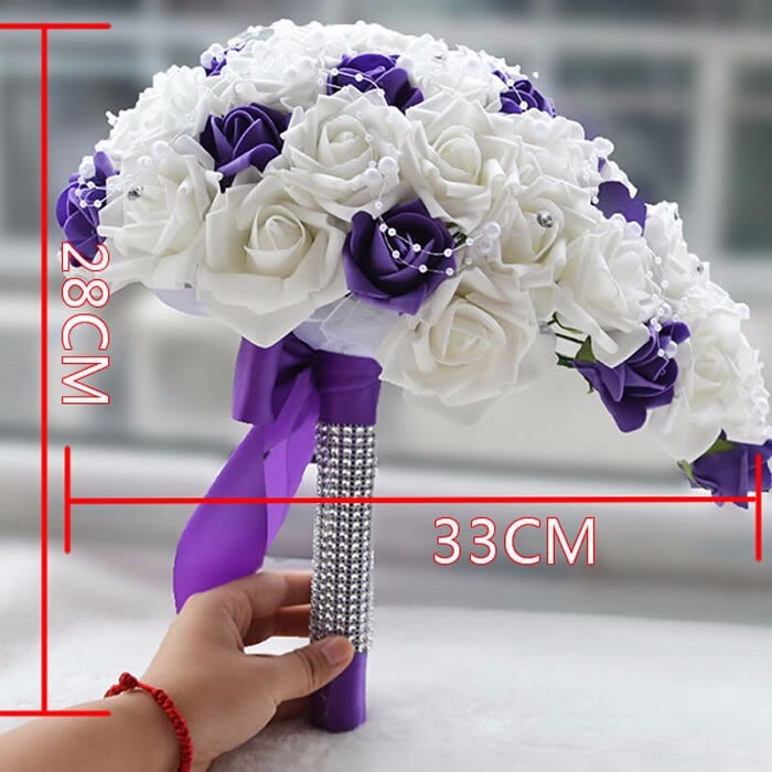 Ramo De novia De cristal blanco púrpura, boda occidental, goteo De flores, ramo De novia, broche De cascada