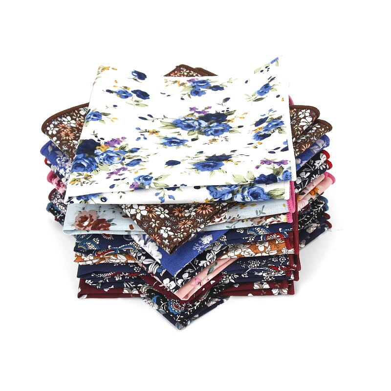 Brand Style Hankerchief Scarves Vintage Cotton Pocket Hankies Men's Pocket Square Handkerchief Flower Paisley Hanky