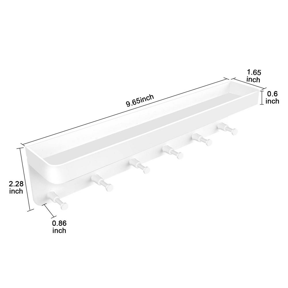 Black Key Rack Organizer Shelf Stainless Steel Key Box wall hooks Wall Mounted Kitchen Storage Rack Living Room for Wall Decor: White