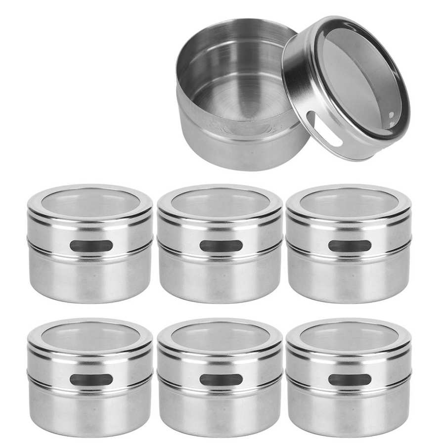 Electric Multi Cooker 6Pcs/Set Stainless Steel Seasoning Box Spice Tank Jars Pepper Condiment Storage Containers Kitchen Tins