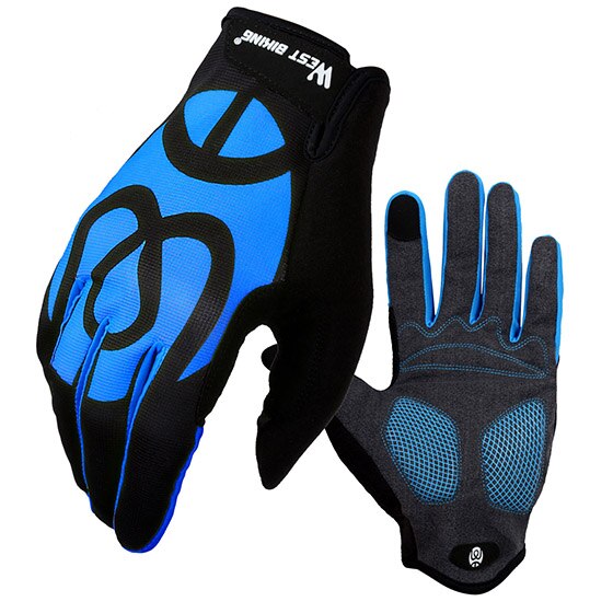 WEST BIKING Bicycle Glove Full Finger GEL Anti-Slip Touch Screen MTB Road Bike Men Women Outdoor Sport Breathable Cycling Gloves: Blue / S