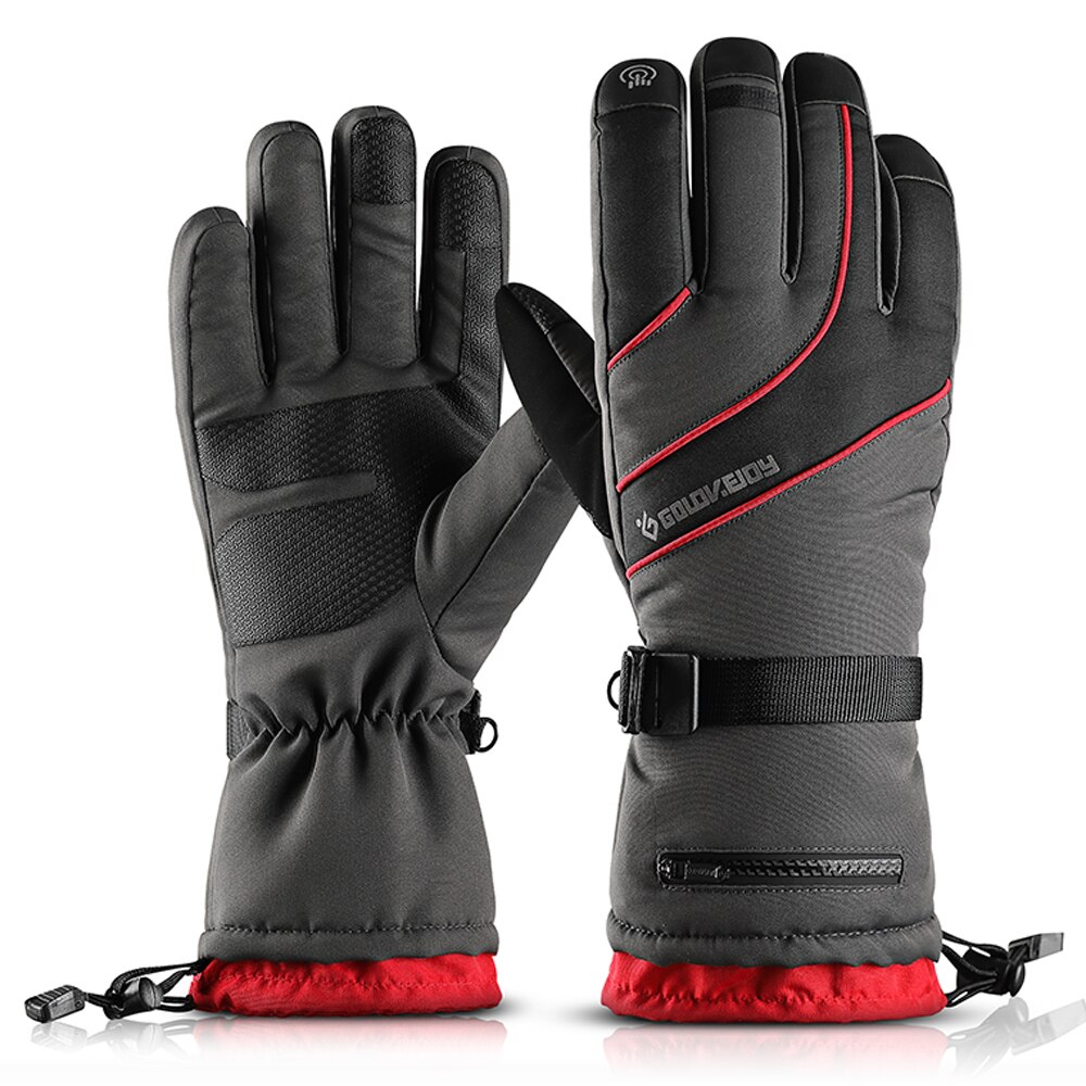 Guantes Térmicos de esquí Golovejoy SK03, guantes impermeables de lana para esquí de invierno, guantes para Snowboard, guantes cálidos para moto de nieve con pantalla táctil: Rojo / L