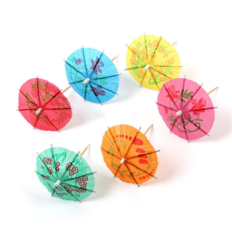 10pcs 10cm Mini Paper Umbrellas Toothpick Cocktail Birthday Cake DIY Decoration Drinks Event Party Wedding Supplies