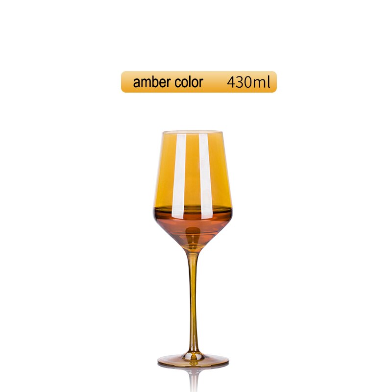 Crystal glass rainbow red wine glass goblet home drinkware U-shaped decanter wine glass chanpagne cup drinking utensils: amber 430ml