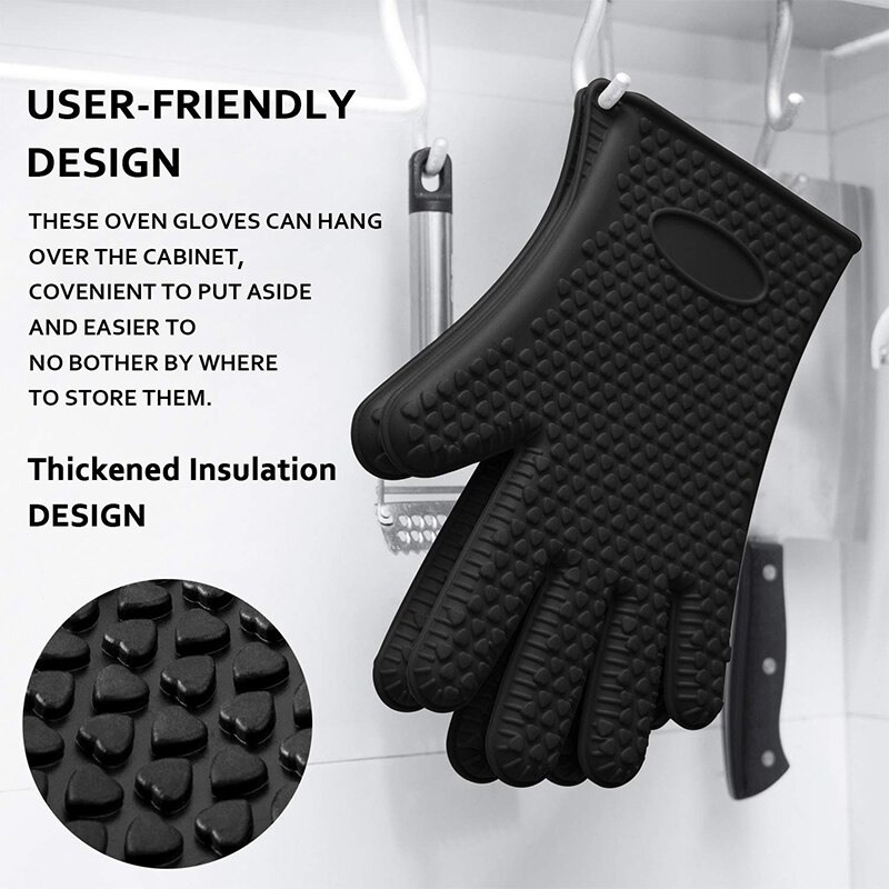 Lebensmittel Klasse Starke Hitze Beständig Silikon Handschuh BBQ Grill Handschuhe Küche Grill Ofen Kochen Handschuhe Grill Backen Handschuhe BBQ Werkzeug