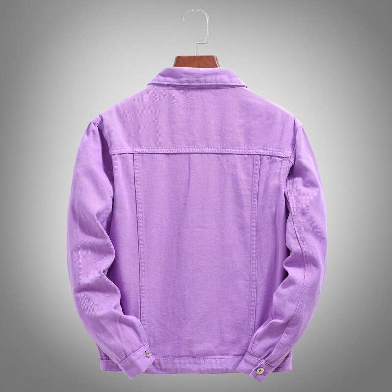 Denim Purple Jacket Men Jaqueta Masculino Cotton Clothes Casual Jackets Man Outwear Autumn Spring Demin Coat,8811
