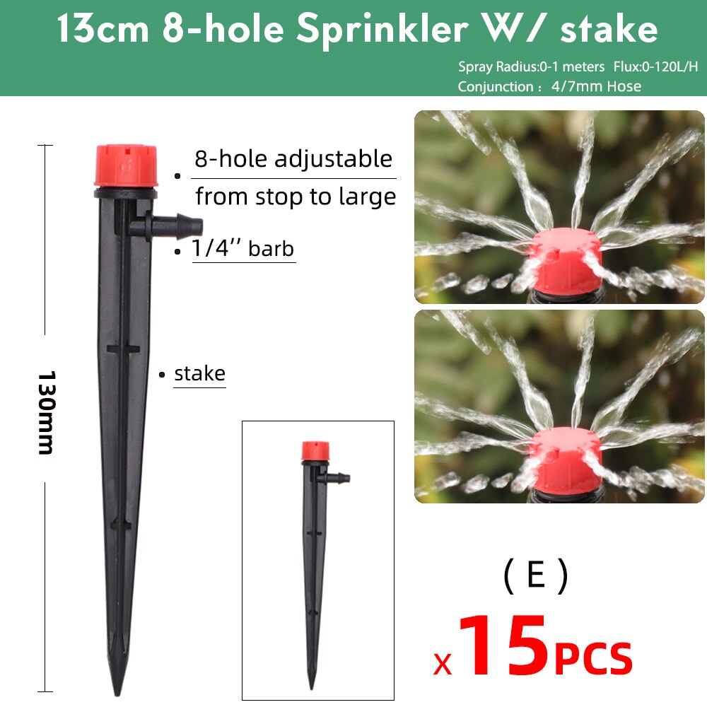 15Stck 90/180/360 ° Gärten Einstellbar Tropf Bewässerung Sprinkler Beschlagen Düsen auf 13CM Einatz Tropf Einsetzen Boden Spritzgerät: Ex15Stck