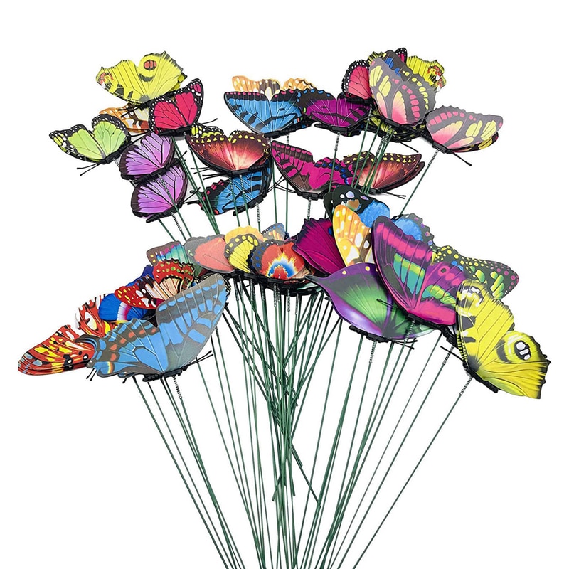 Beau-butterfly pæle , 50 stk 7cm have sommerfugle pæle indretning udendørs gårdhave gårdhave planter urtepotte forårshave