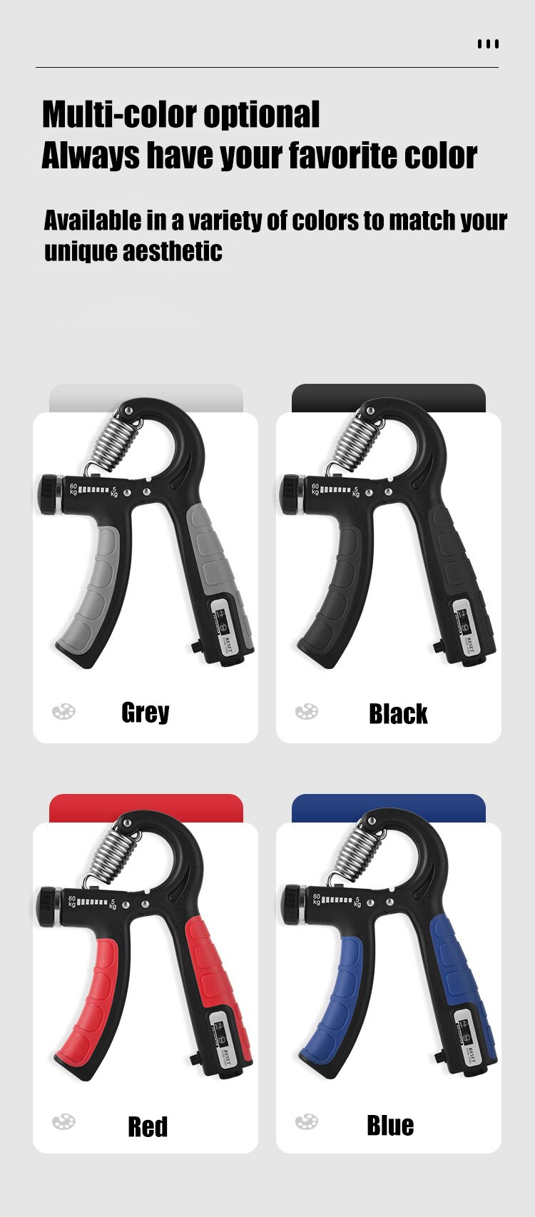 R-Shape Adjustable 10-130 lbs Hand Grip with Counter Sports Strength Exercise Strengthener Gripper Spring Finger Carpal Expander