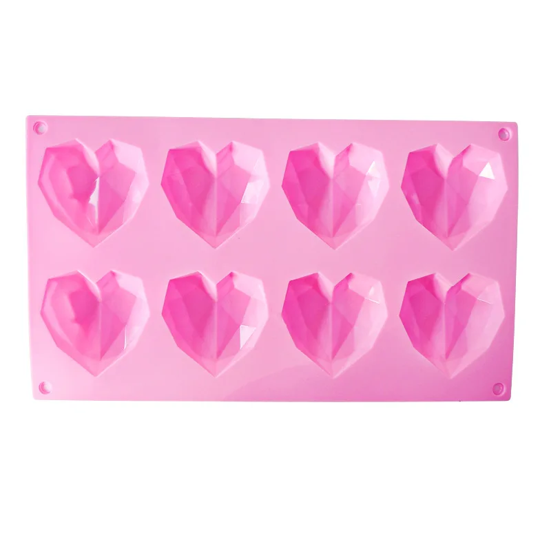 3D Geometric Cake Mold Heart Shaped Silicone Cake Mold With Mini Hammer Silicone Mousse/Chocolate Cakes Mould For Birthday: Clear