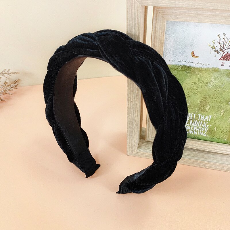 Nova moda feminina bandana larga lateral hairband cruz nó trança adulto turbante macio flanela acessórios de cabelo: as picture 7