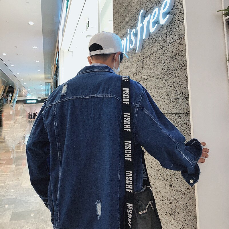 Casual Ripped denim jacket men's spring autumn Korean autumn handsome clothes casual men's jacket