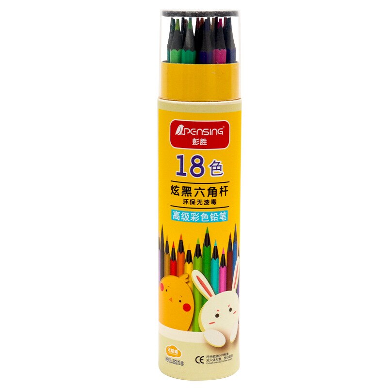 Lápices de colores de dibujos animados para niños, lápiz de dibujo, papelería, lápices bonitos, multicolor, respetuoso con el medio ambiente, lápiz de colores, suministros de arte: 18 COLORS