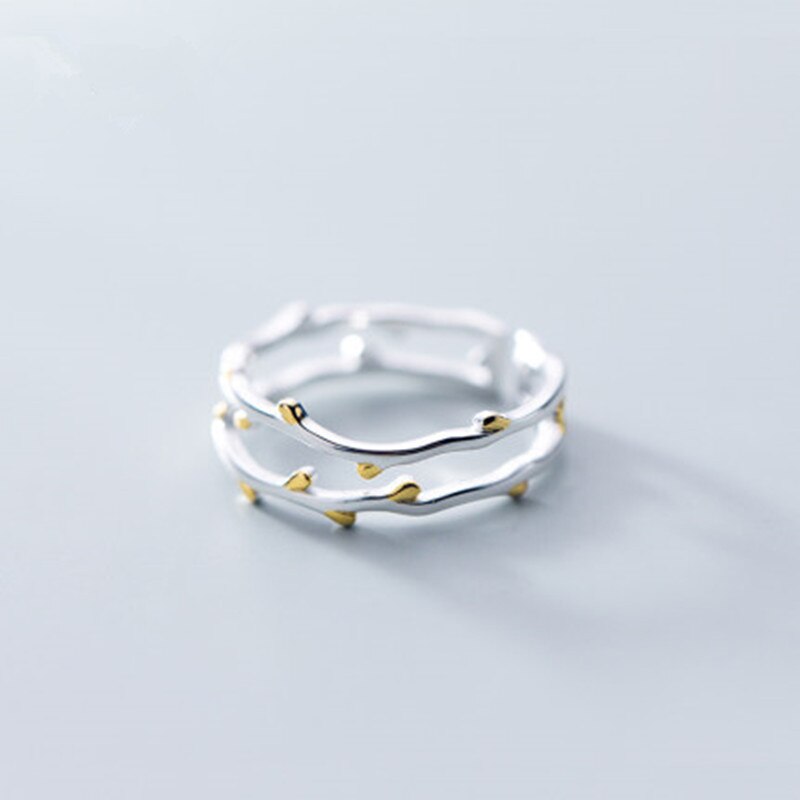 Persönlichkeit retro Silber Überzogene Blatt Liebe Umarmung Ringe Für Frauen Schmuck Neue Kreative Offenen Ring Anillos Einstellbar: Baum Ast