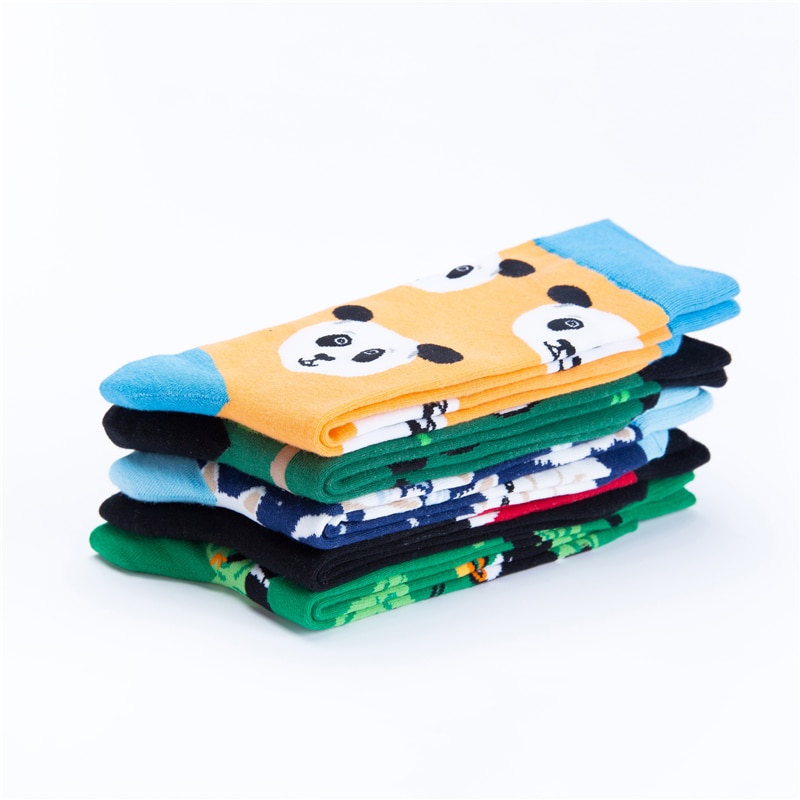 Moda Socmark Happy Socks Men/Women Casual Funny Long Sock Panda Animal Pattern Cotton Skateboard Socks