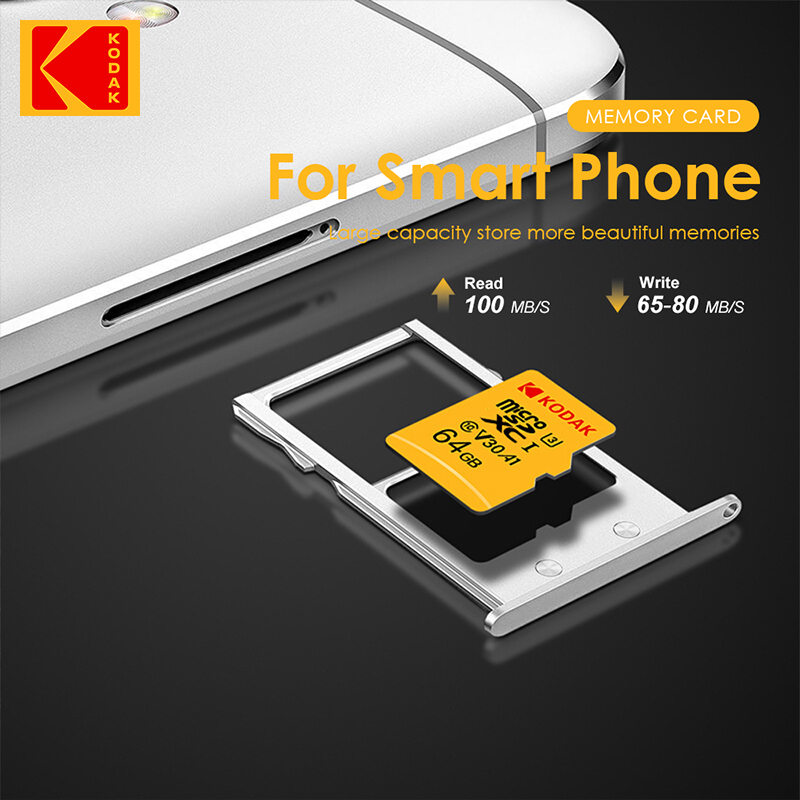 Oryginalna karta pamięci Kodak Micro SD 128 GB klasy 10 Karta pamięci 64 GB Karta pamięci 256 GB 32 GB V30 U3 do rejestratora jazdy