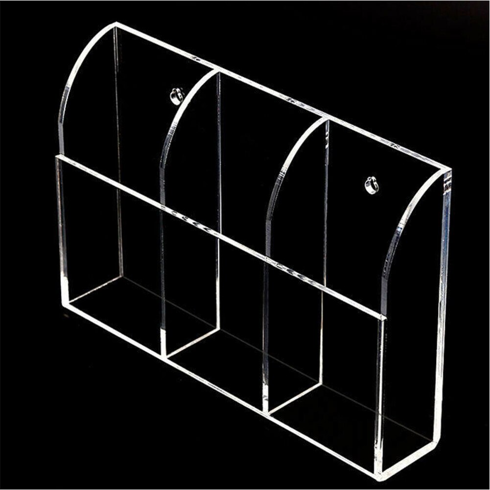 Wall Mounted Home Acrylic Space Saving Transparent Remote Control Organizer Air Conditioner Makeup Brush Storage Box Holder Case: C