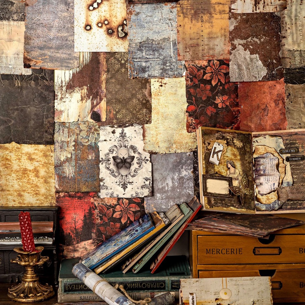 Journamm 30 hojas de papel Vintage para álbum de recortes, papel de escritura, Material decorativo para álbum de recortes, papel para Collage artesanal