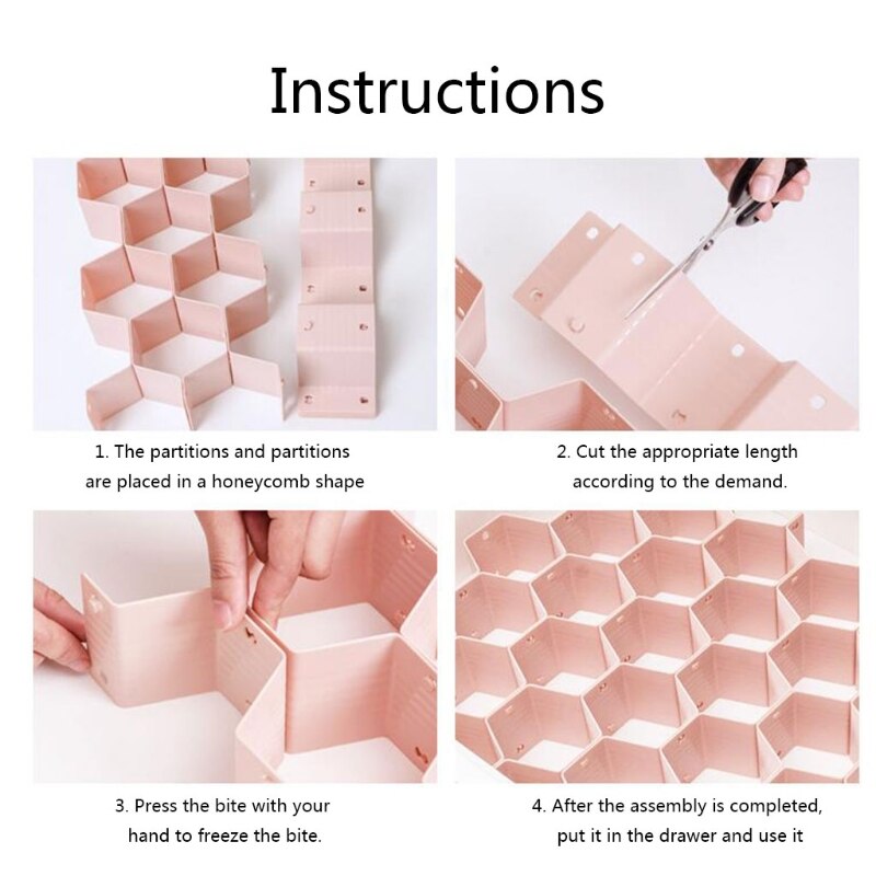 Drawer Divider Organizer 8pcs DIY Plastic Grid Honeycomb Drawer Divider Box