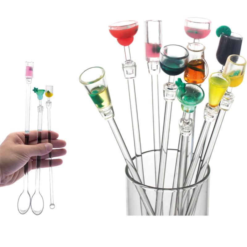 10 Pcs 28 Cm Cocktail Mixing Sticks Drink Mixer Bar Roeren Bar Met Kleurrijke Miniatuur Accessoire (Willekeurige Kleur Willekeurige stijl)