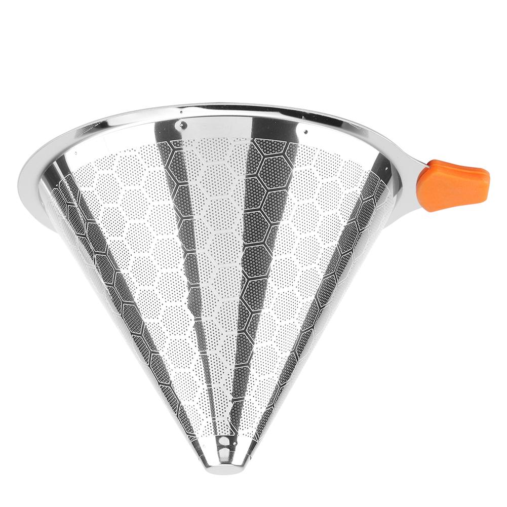 Genanvendeligt kaffefilter rustfrit stål metalnet tragtkurve drif kaffefiltre drypper  v60 dryp kaffefilterkop