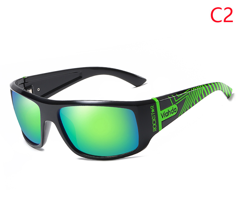 Viahda mænd klassiske polariserede solbriller mandlige sportsfisker nuancer briller  uv400 beskyttelse: C2